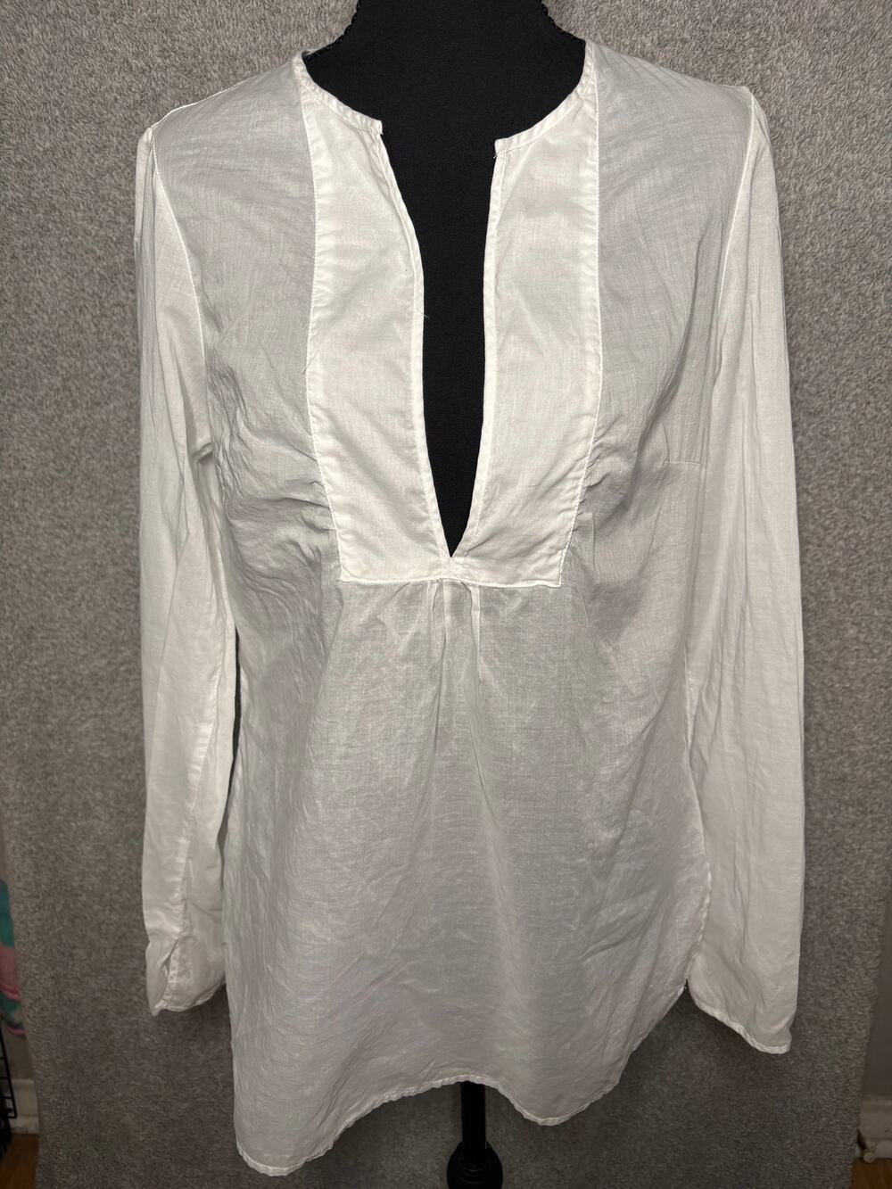 American Eagle White Cotton Boho Tunic Blouse Size 10